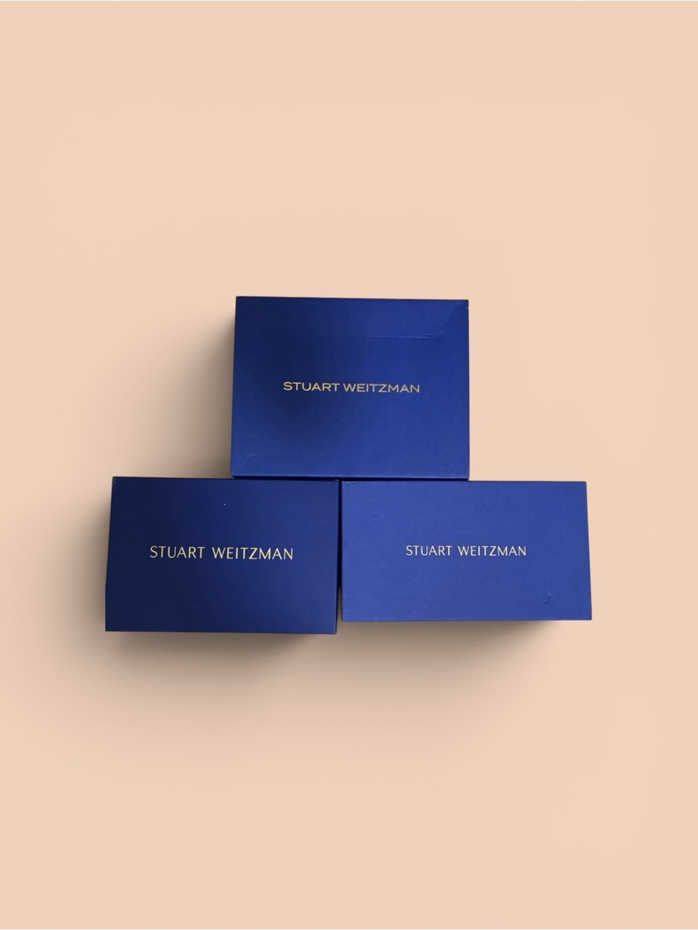 Stuart Weitzman Cobalt Blue Shoe Boxes with Gold Logo - Set of 3